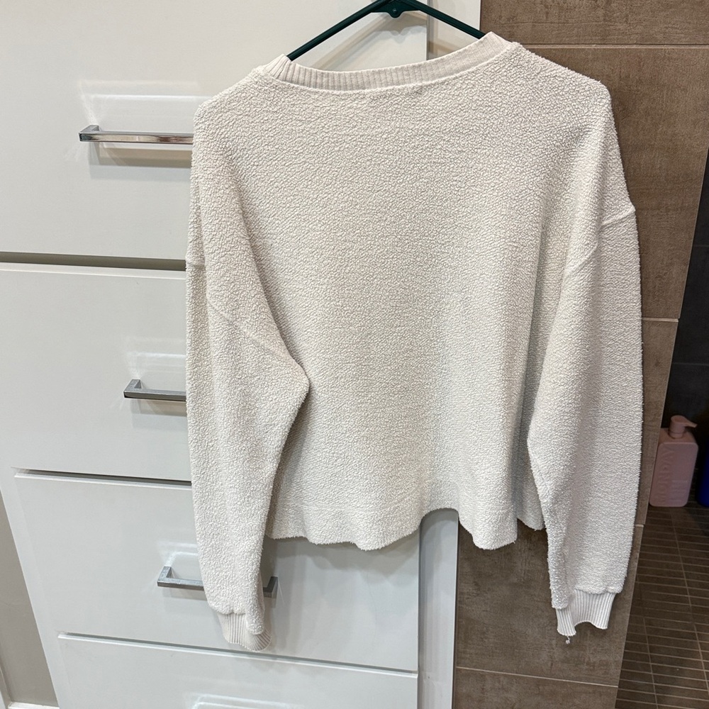 perfectwhitetee oversized Cream Textured Long-Sleeve Pullover - Picture 3 of 4